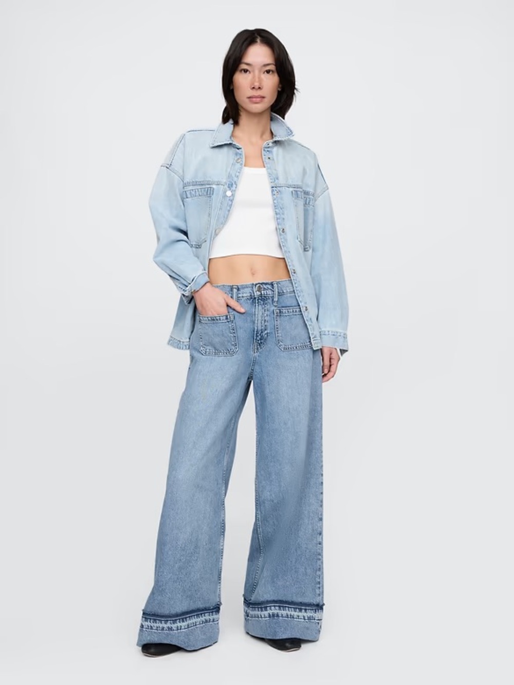 Gap Jeans Womens 28 6 Regular Baggy Mid Rise Raw Hem